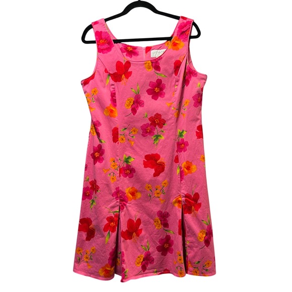 Sag Harbor Dresses & Skirts - Vintage Y2K Sag Harbor Pink Floral Sleeveless Dress Women's L Petite Fitted 90s